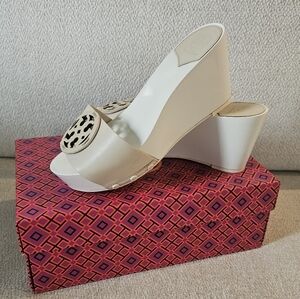 Tory Burch Cream Wedge Sandals